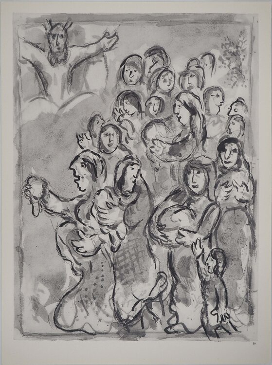 La Bible, L'offrande des femmes, Héliogravure Marc Chagall
