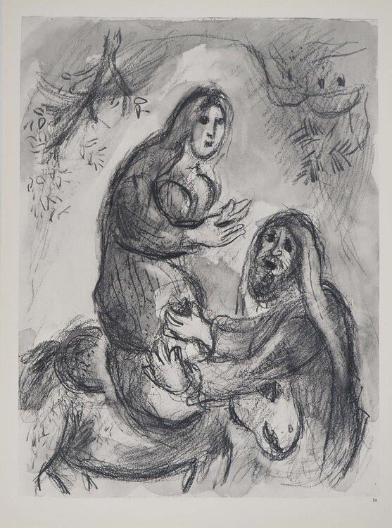 La Bible, Le jeune couple, Héliogravure Marc Chagall