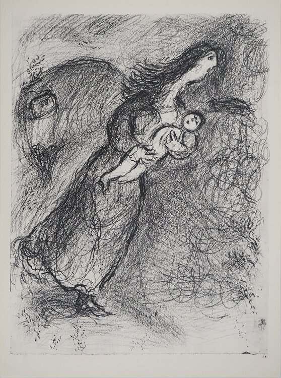 La Bible, La mère et son enfant, Héliogravure Marc Chagall