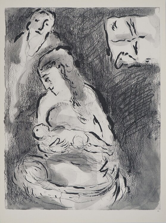 La Bible, La naissance d'Isaac, Héliogravure Marc Chagall