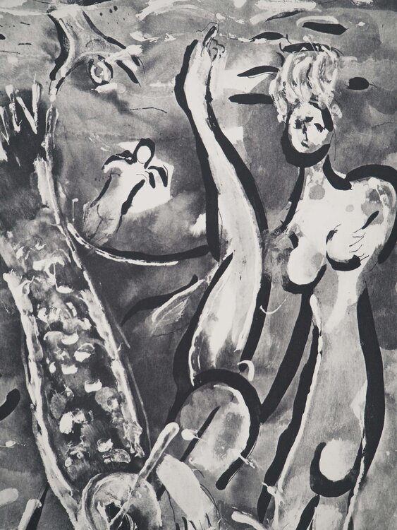 Le déluge : Le poisson et une femm Marc Chagall