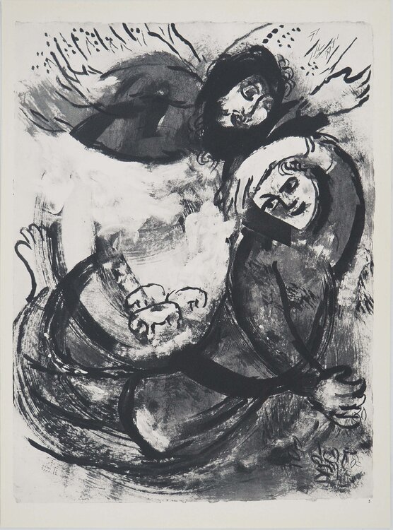 La Bible, Enosch, Gardien du trésor céleste, Héliogravure Marc Chagall