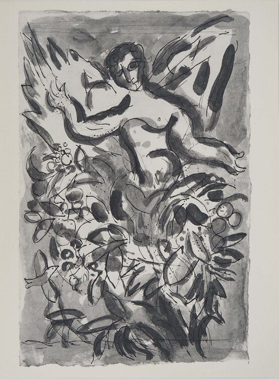 La Bible, Chérubin, Héliogravure Marc Chagall