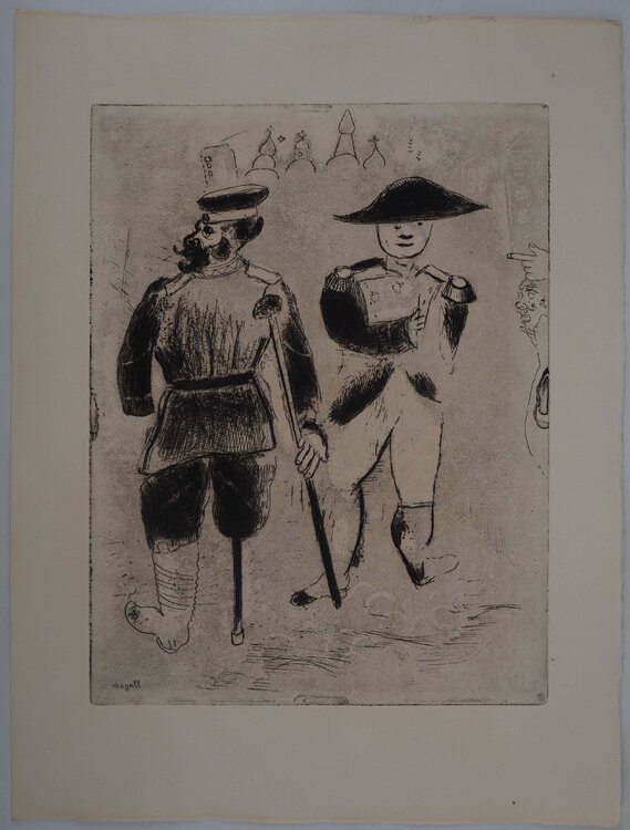 La rencontre avec Napoléon, Gravure originale signée Marc Chagall
