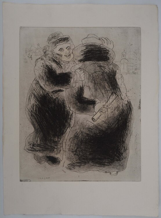 La rencontre en Houppelande Marc Chagall