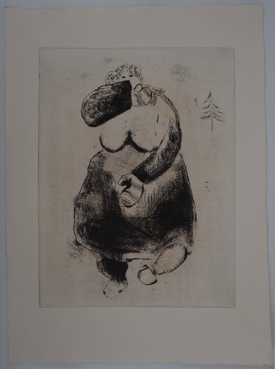 Promenade dans le froid, Gravure originale Marc Chagall