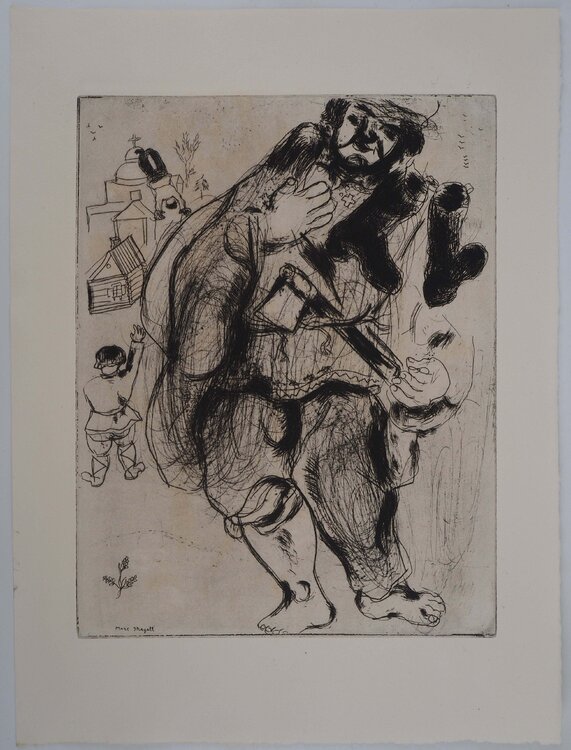 Le bucheron aux pieds nus, Gravure originale signée Marc Chagall