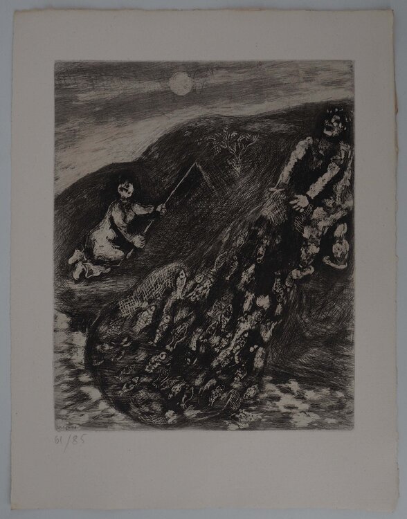 Marins, La pêche au filet, Gravure originale signée Marc Chagall