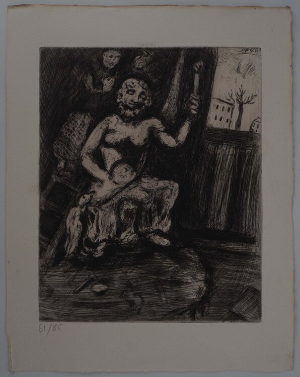 L'atelier du sculpteur, Gravure originale signée Marc Chagall
