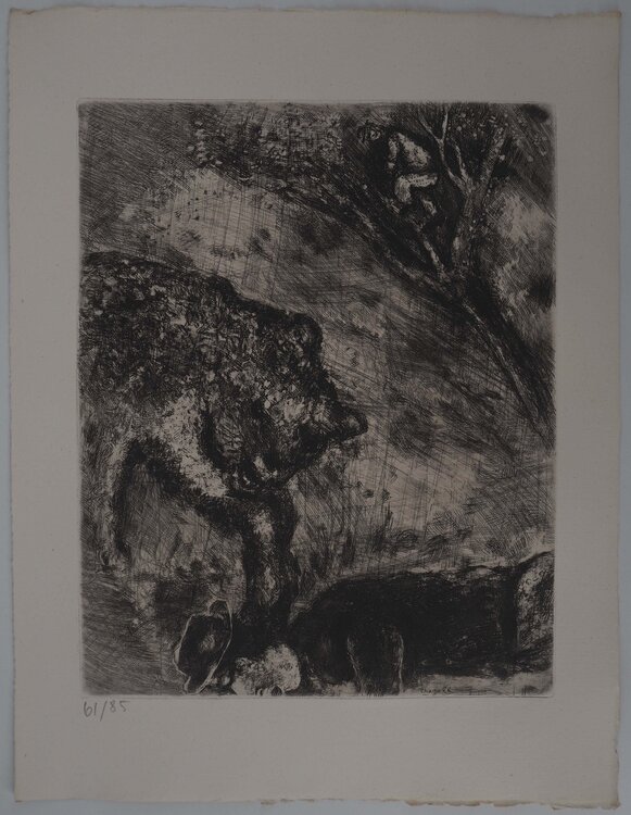 La fuite, Gravure originale signée Marc Chagall