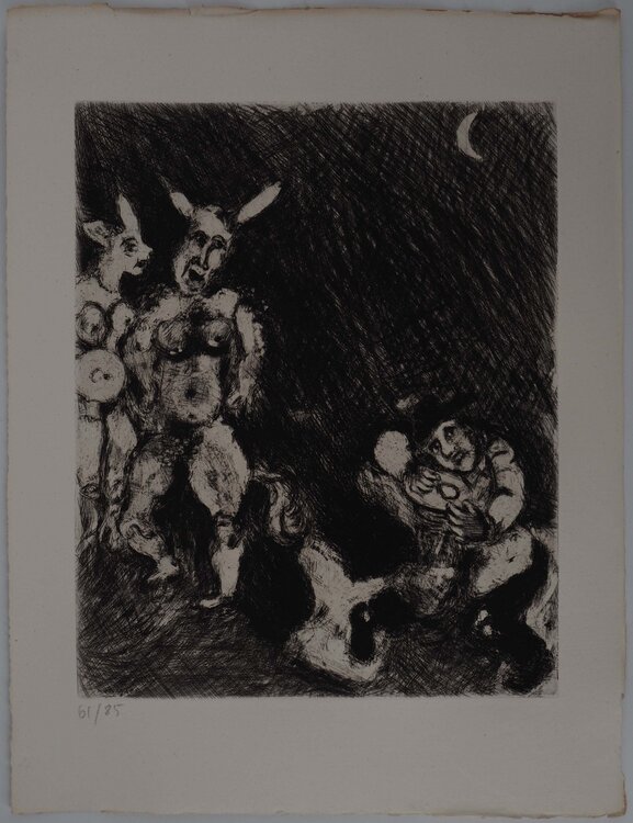 Clair de lune, Gravure originale signée Marc Chagall