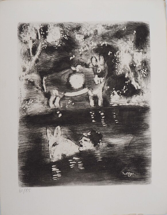 Traversée de la rivière, Gravure originale signée Marc Chagall