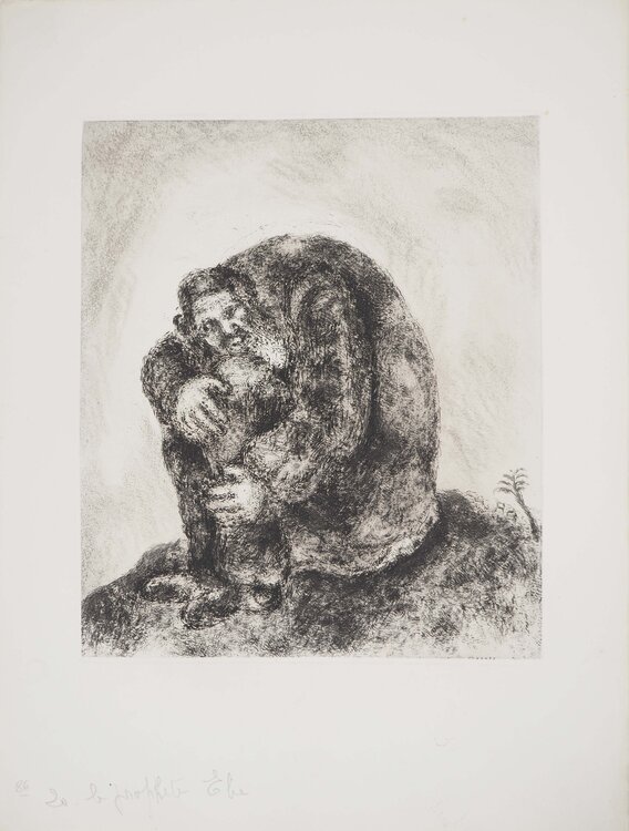 Elie sur le mont Carmel, Gravure originale signée Marc Chagall