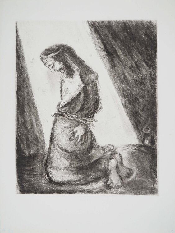 Jérémie dans la fosse, Gravure originale Marc Chagall