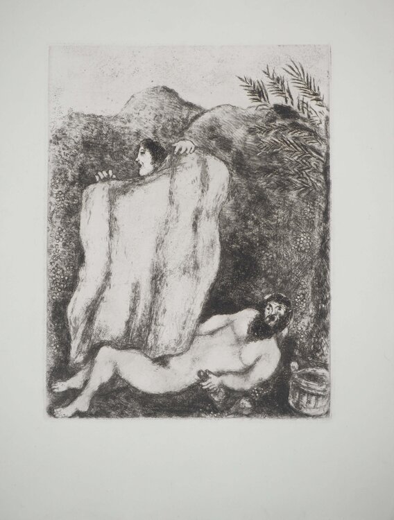 Le manteau de Noé, Gravure originale Marc Chagall