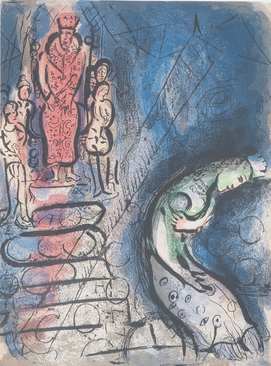 La Bible, Vasthi chassée, Lithographie originale Marc Chagall