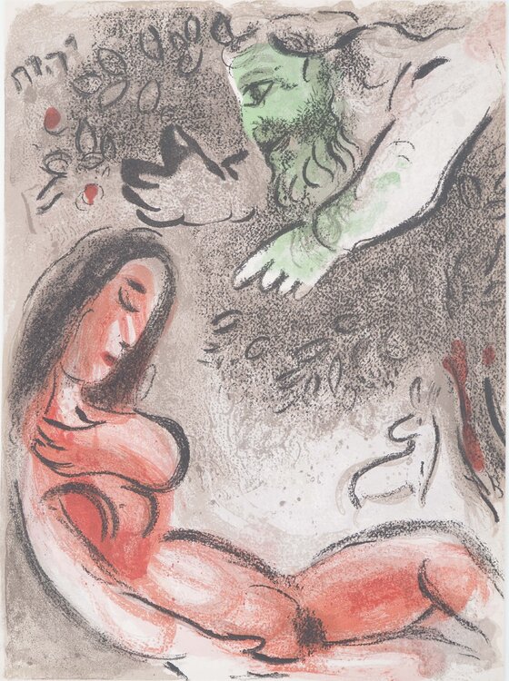 La Bible, L'apparition de Dieu à Eve, Lithographie originale Marc Chagall