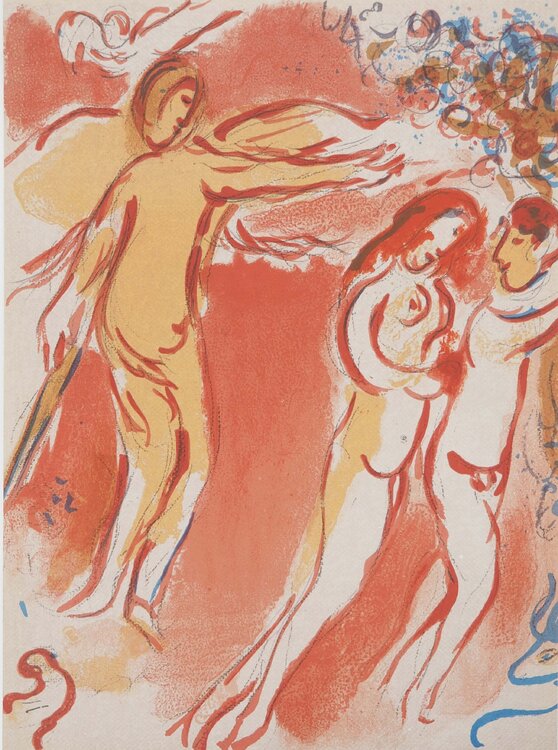 La Bible : Adam et Eve chassés du Paradis Marc Chagall