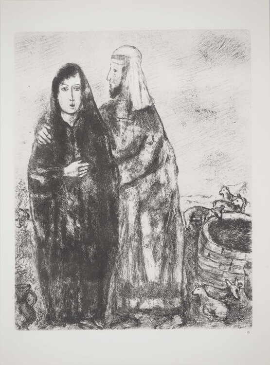 Rencontre entre Jacob et Rachel Marc Chagall