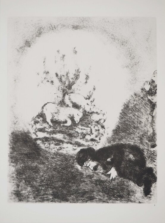 Après le déluge, le sacrifice à l'Eternel, Héliogravure originale Marc Chagall