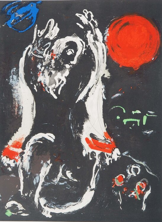 La Bible, Prêcheur à la tunique blanche, Lithographie originale Marc Chagall