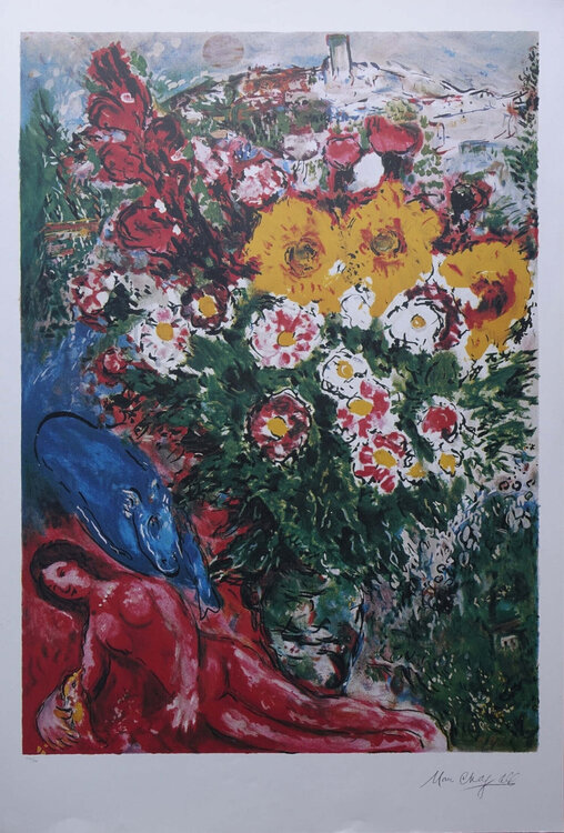 La femme et l'oiseau Marc Chagall