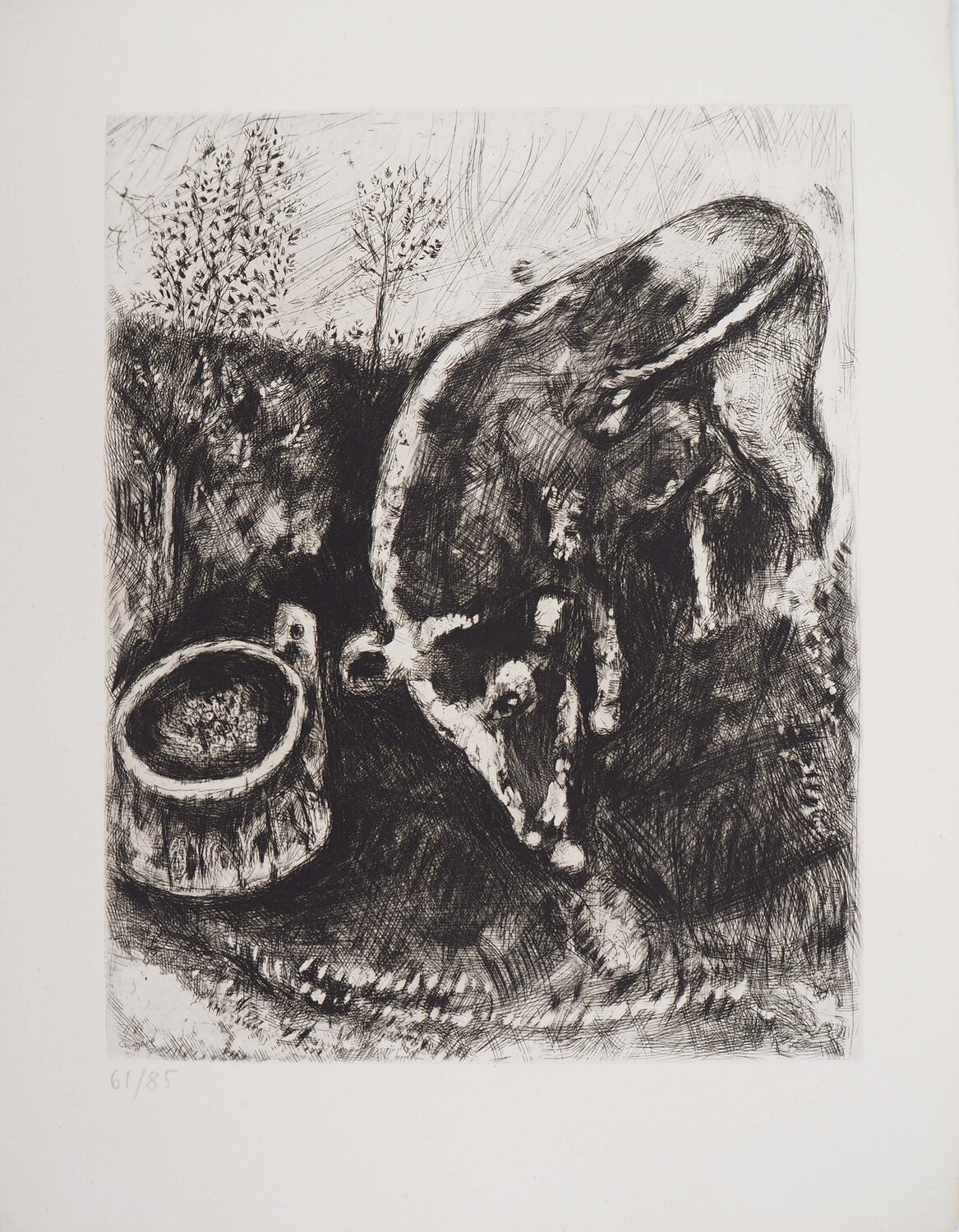 La grenouille et le bœuf, Gravure originale signée Marc Chagall Afdruk te koop