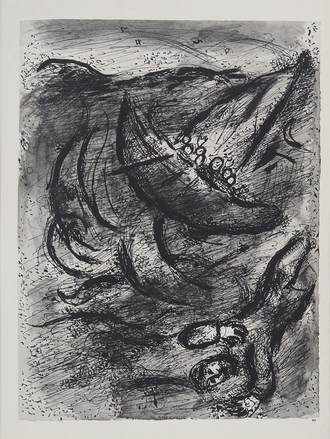 La Bible, Jonas, la tempête en mer, Héliogravure Marc Chagall Afdruk te koop