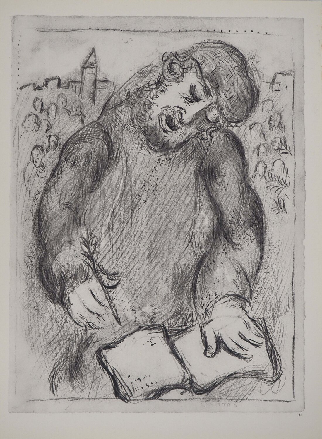 La Bible, Le Scribe, Héliogravure Marc Chagall Stampa in vendita