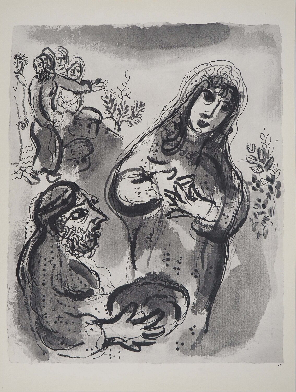 La Bible, Anne et son mari, Héliogravure Marc Chagall Afdruk te koop