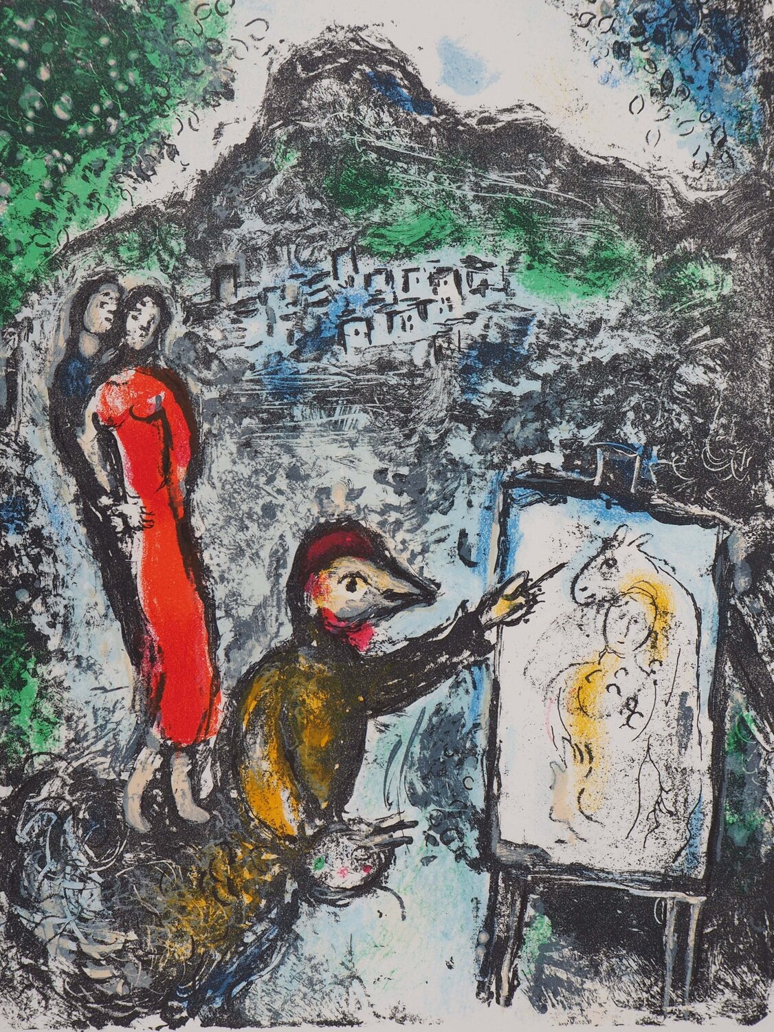 Couple et artiste devant Saint Jeannet Marc Chagall