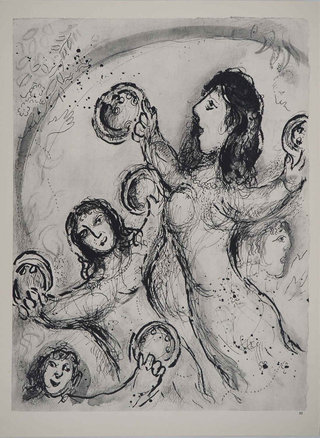 La Bible, La danse des tambourins, Héliogravure Marc Chagall Druck zu verkaufen