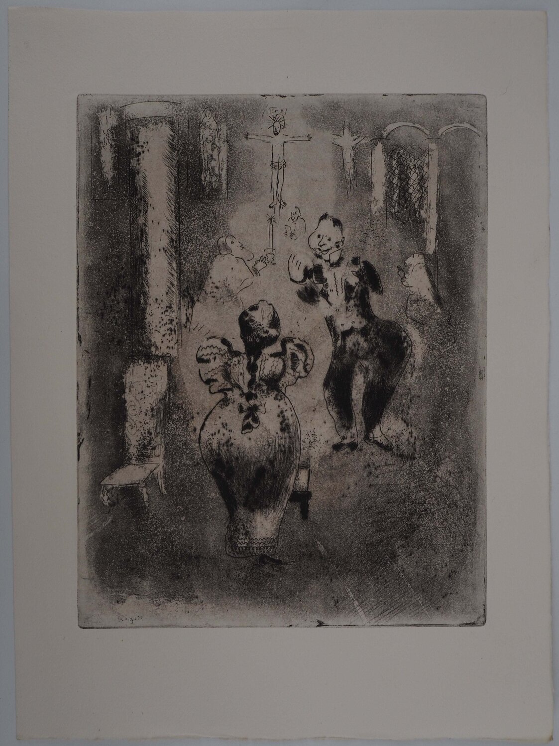 A l'église, Gravure originale signée Marc Chagall Impresión en venta