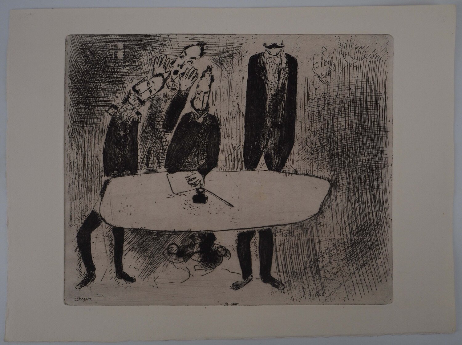 Une réunion de crise, Gravure originale signée Marc Chagall Stampa in vendita