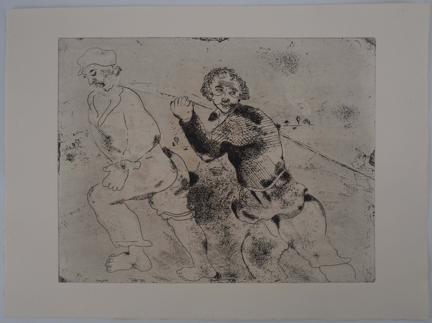 Le retour de pêche, Gravure originale signée Marc Chagall Afdruk te koop