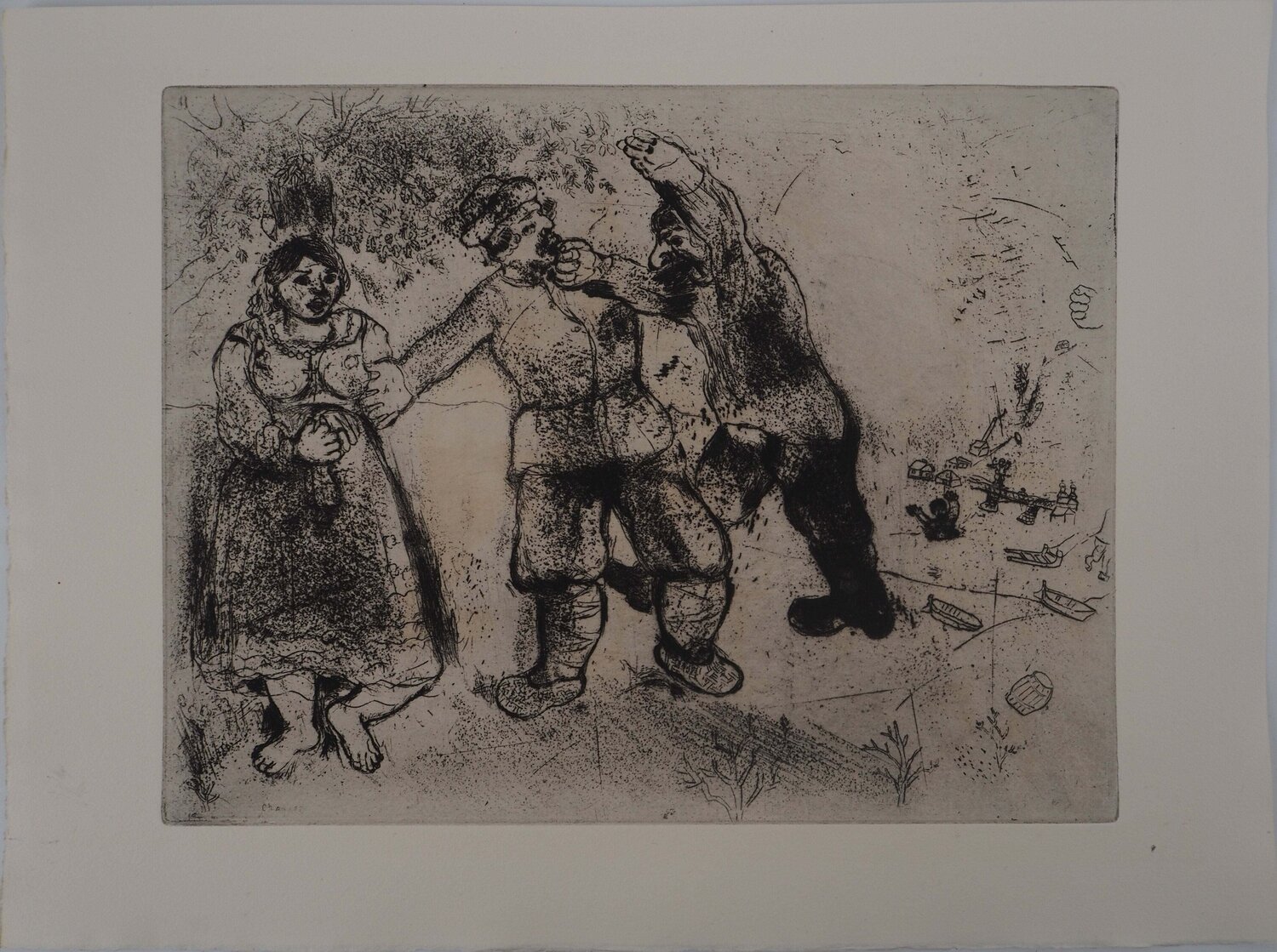 Le conflit, Gravure originale signée Marc Chagall Afdruk te koop