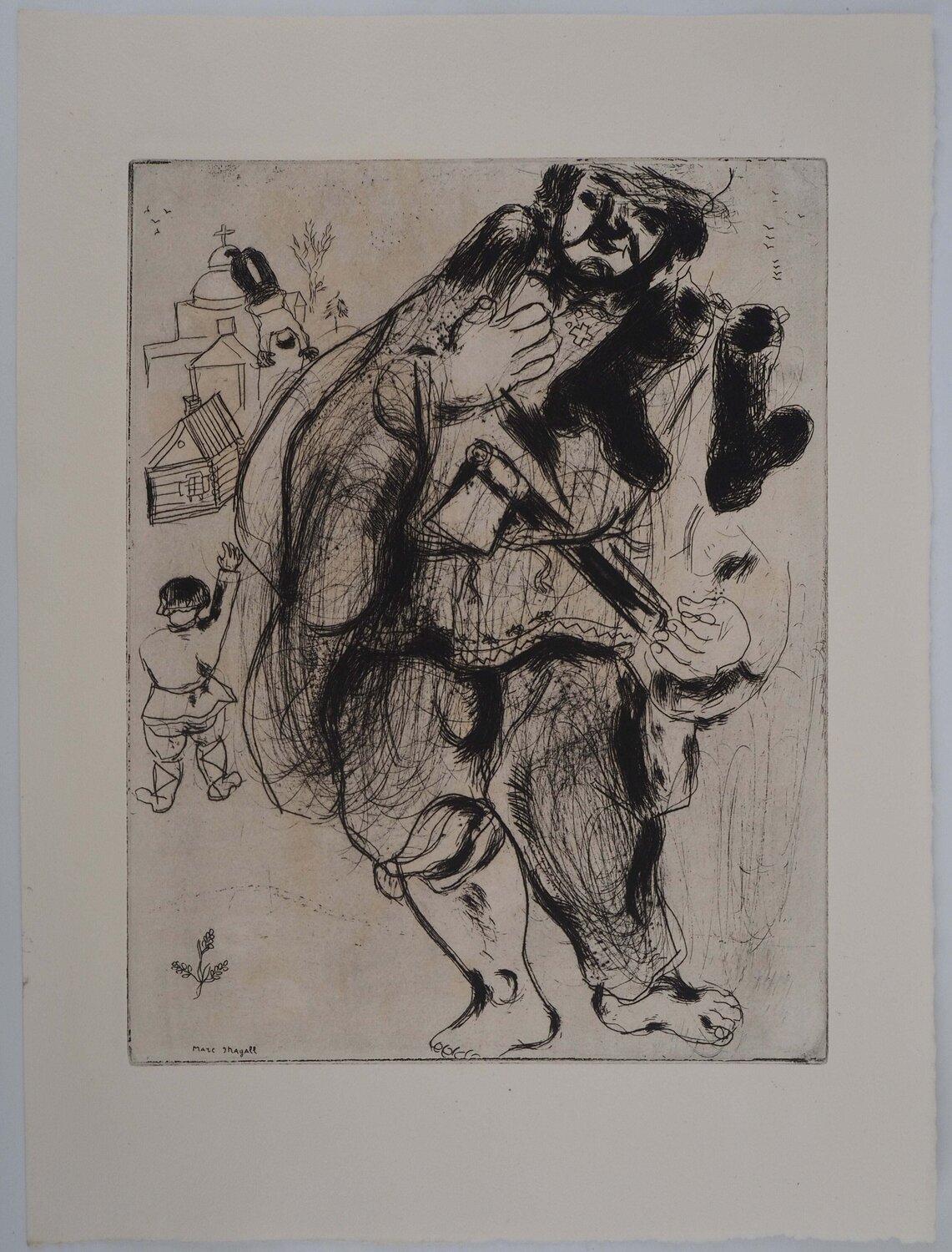 Le bucheron aux pieds nus, Gravure originale signée Marc Chagall Afdruk te koop