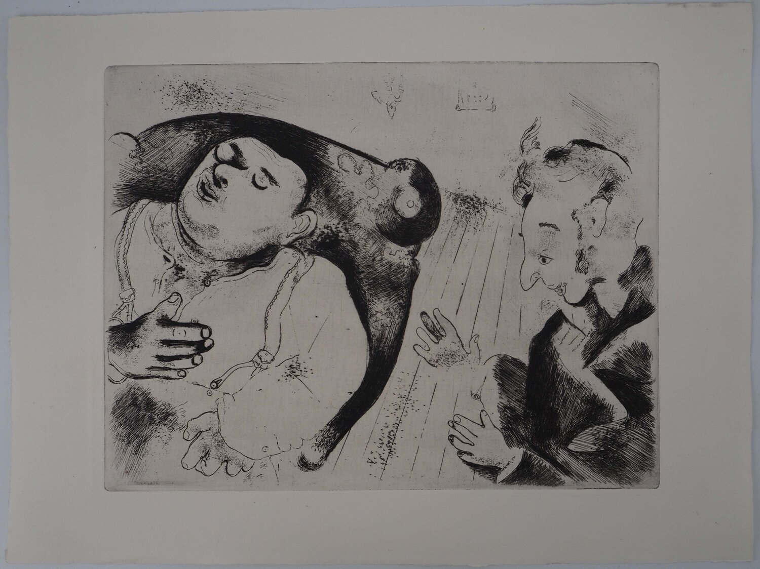 Deux amis en discussion, Gravure originale signée Marc Chagall Afdruk te koop