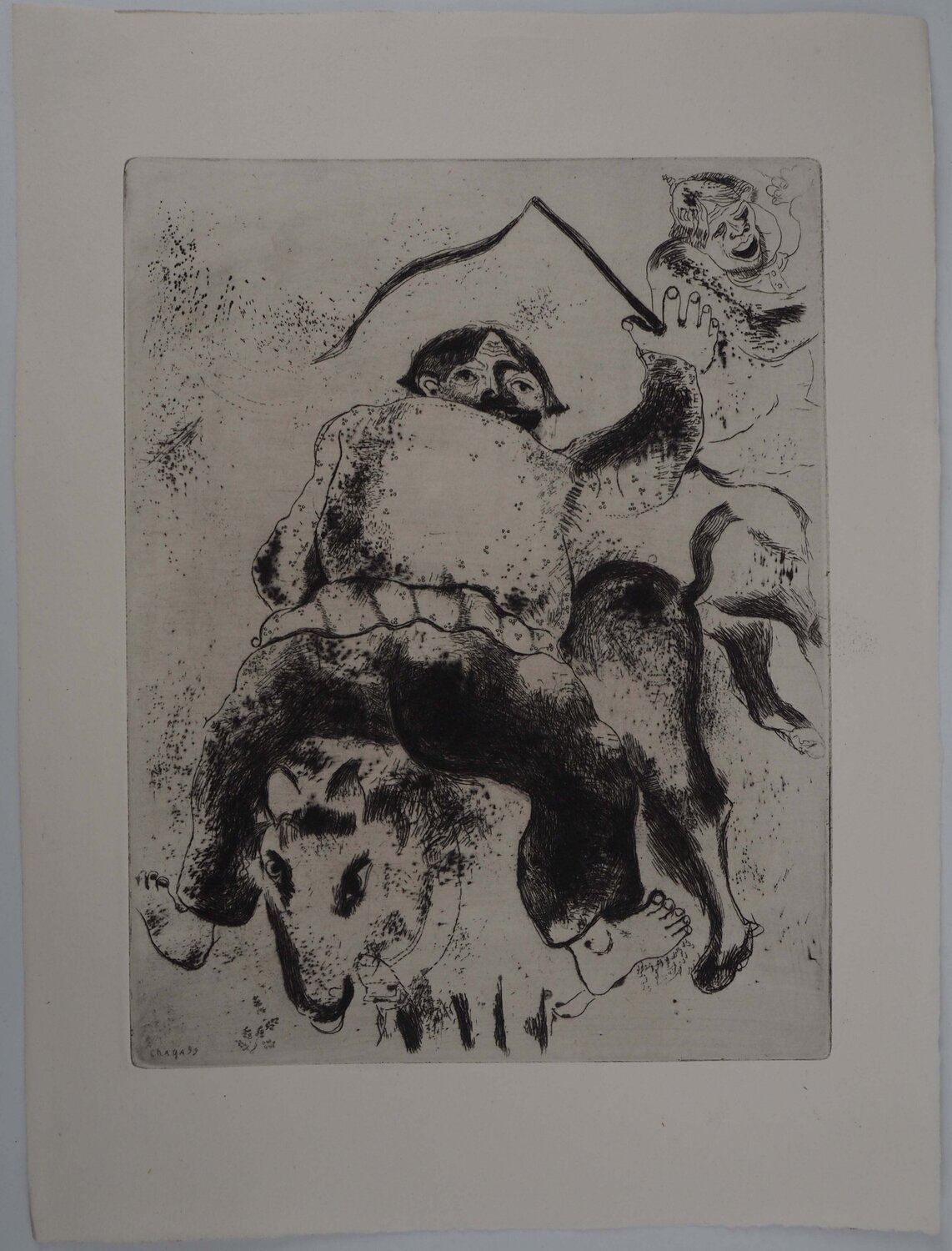 Le rodéo, Gravure originale signée Marc Chagall Afdruk te koop