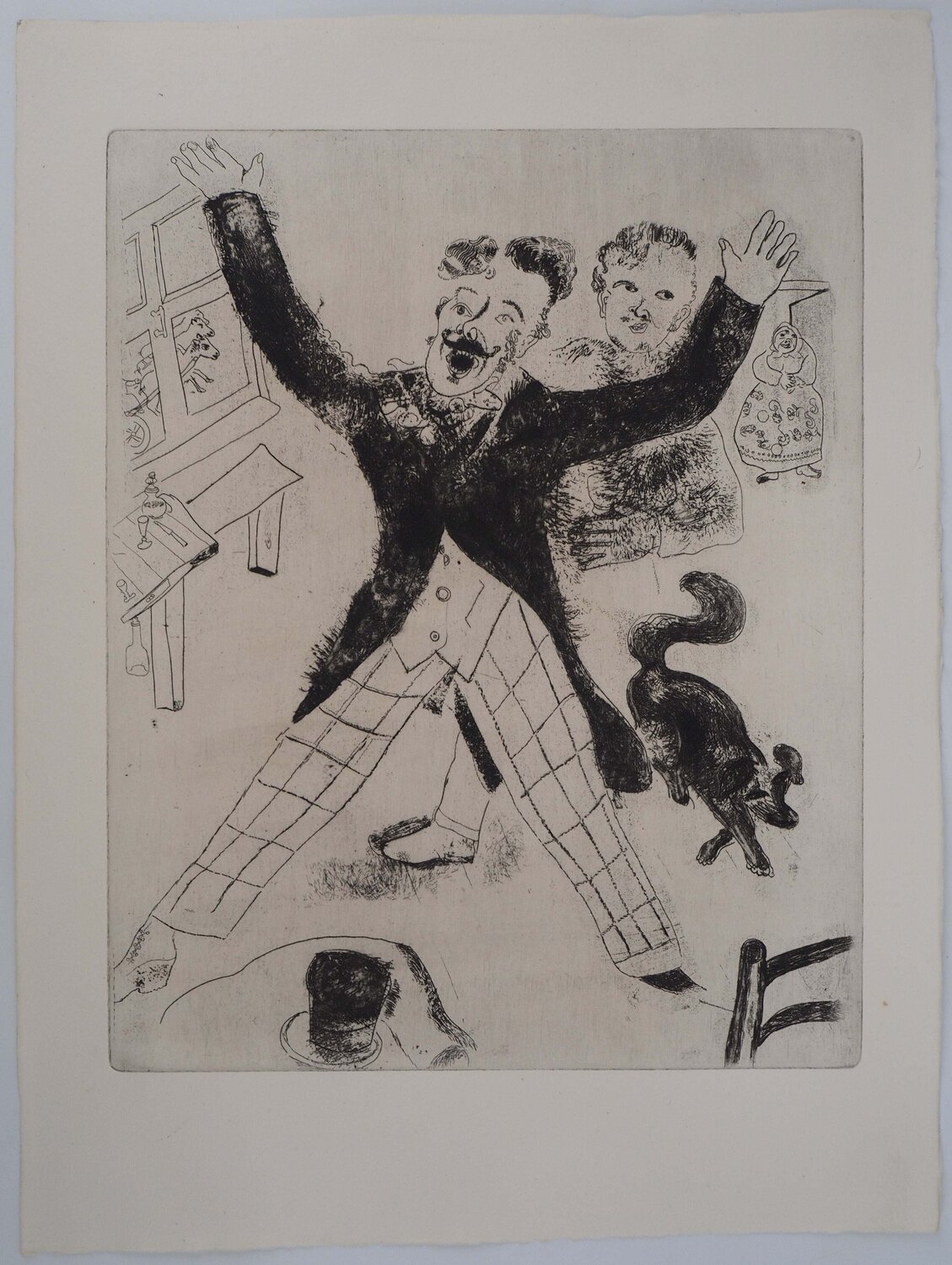 L'homme heureux, Gravure originale Marc Chagall Afdruk te koop