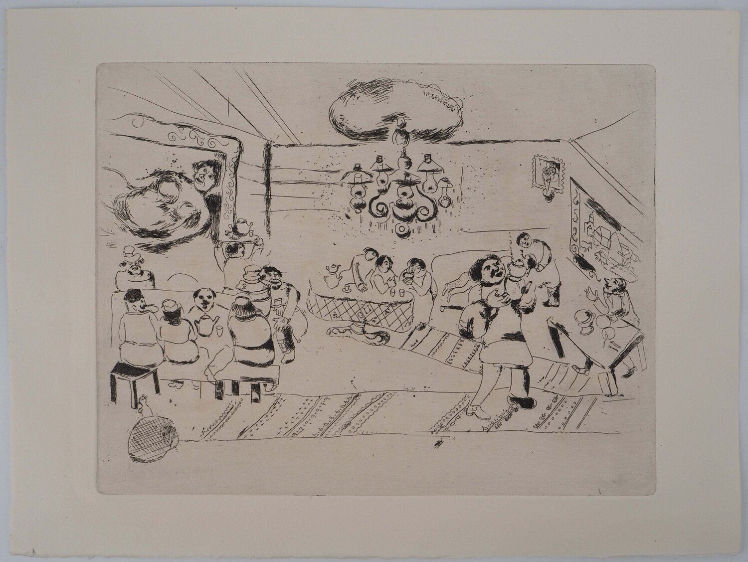 La taverne des artistes, Gravure originale Marc Chagall Afdruk te koop