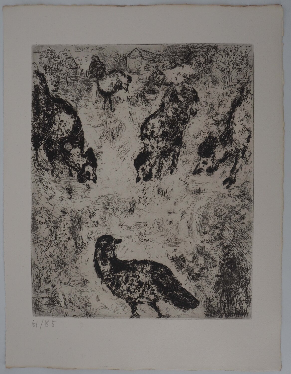 La basse-cour, Gravure originale signée Marc Chagall Afdruk te koop