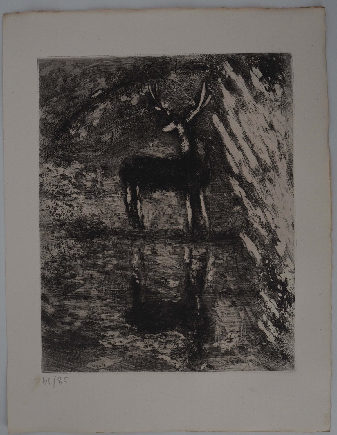 Le grand cerf, Gravure originale signée Marc Chagall Impresión en venta
