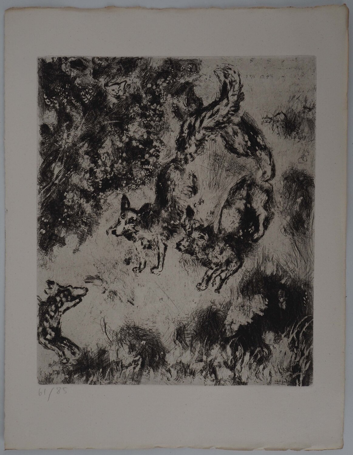 Les renards, Gravure originale signée Marc Chagall Impresión en venta