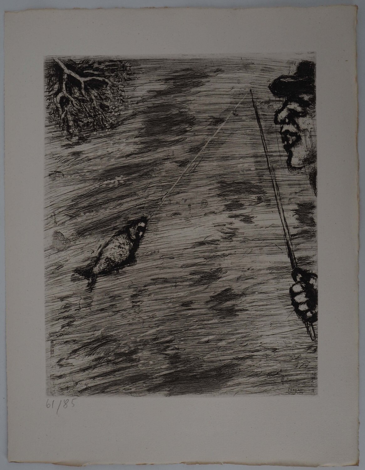 La pêche, Gravure originale signée Marc Chagall Édition à vendre