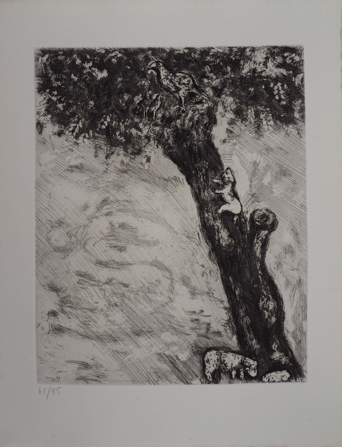 Chat en chasse, Gravure originale signée Marc Chagall Édition à vendre