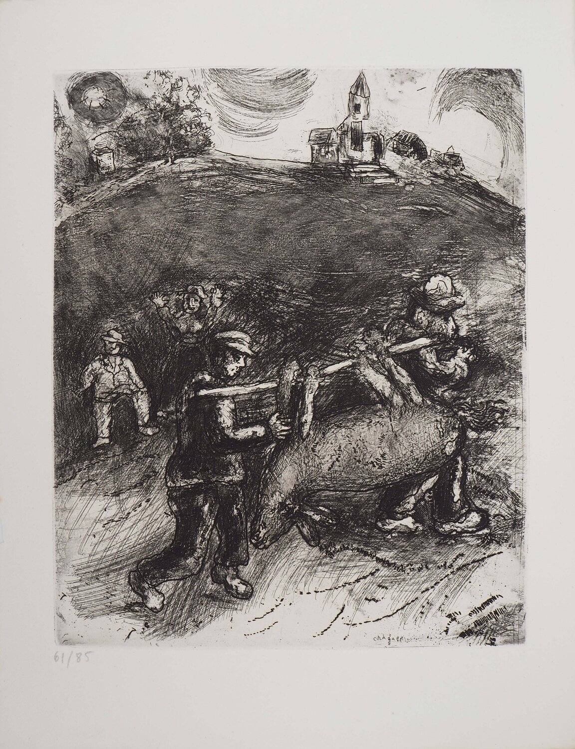 Retour au village, Gravure originale signée Marc Chagall Édition à vendre