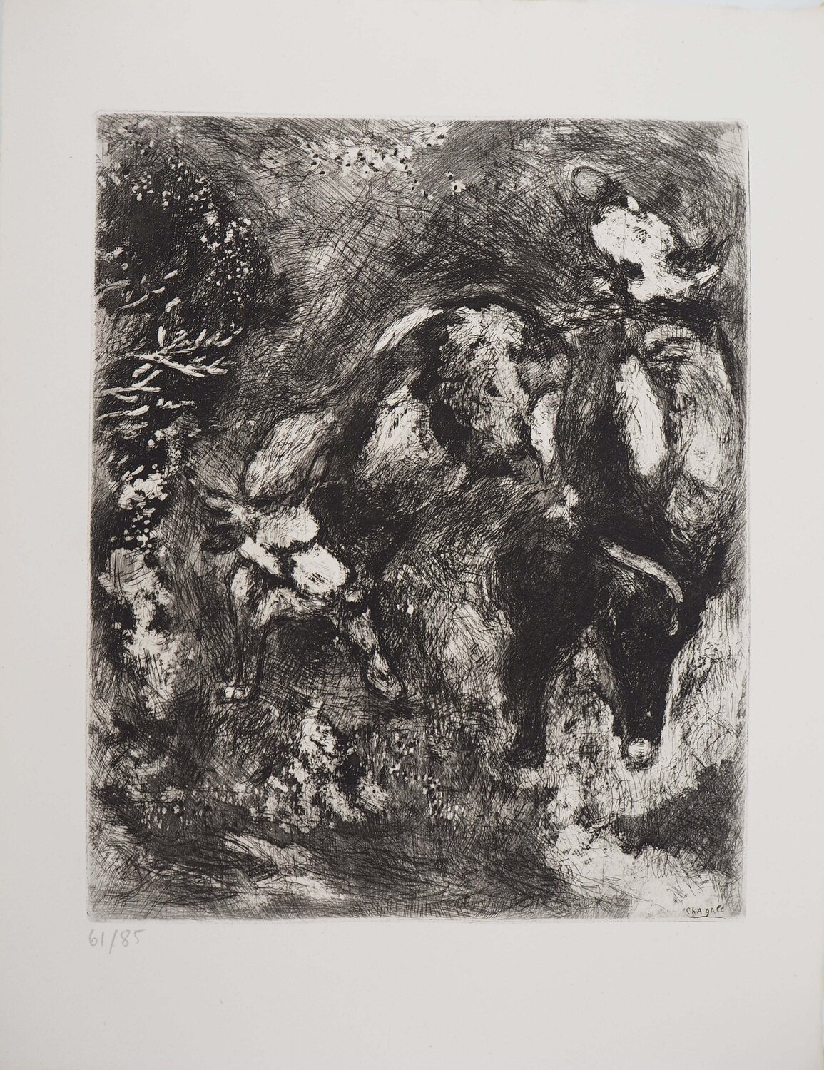 Deux taureaux et une grenouille Marc Chagall Édition à vendre