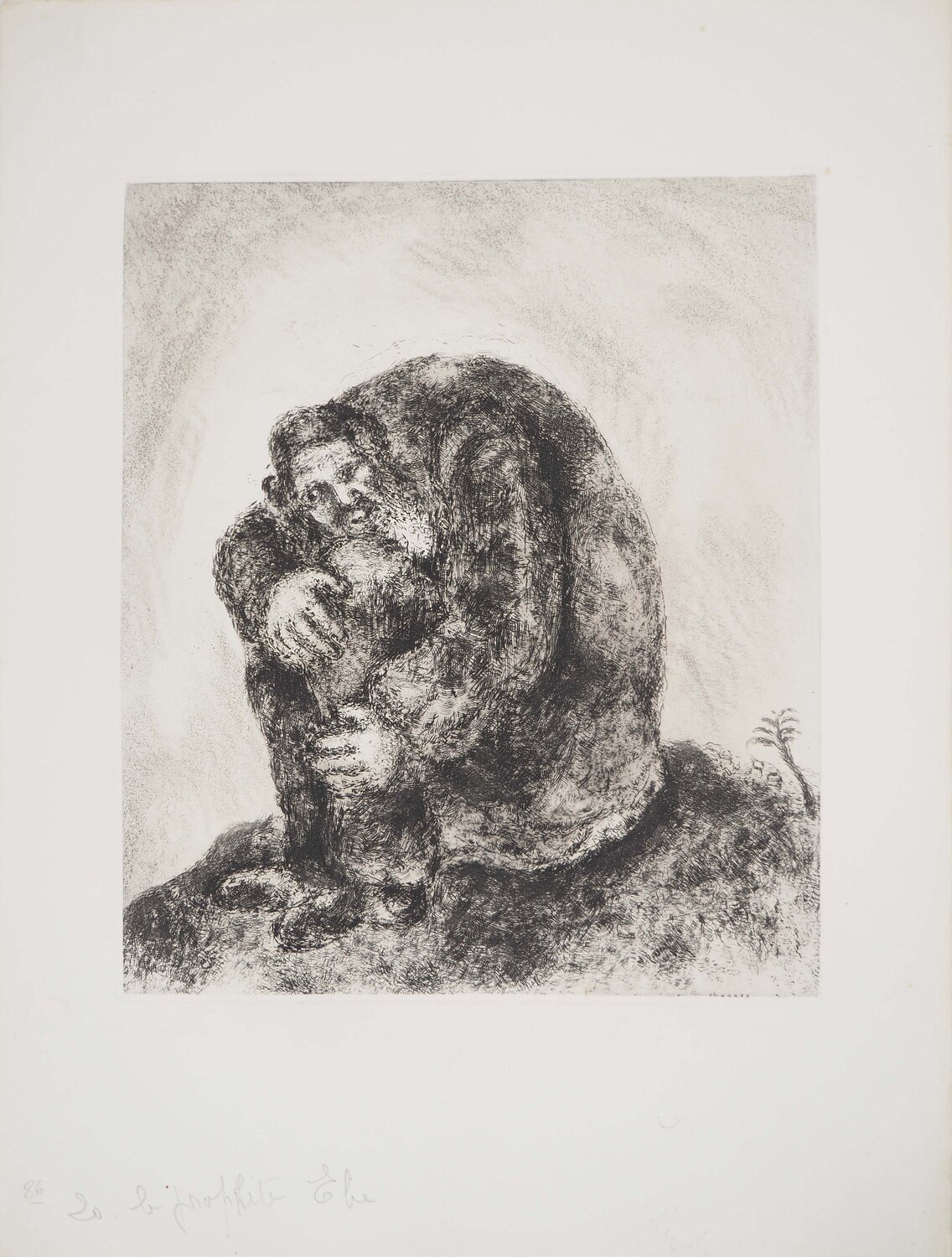 Elie sur le mont Carmel, Gravure originale signée Marc Chagall Afdruk te koop