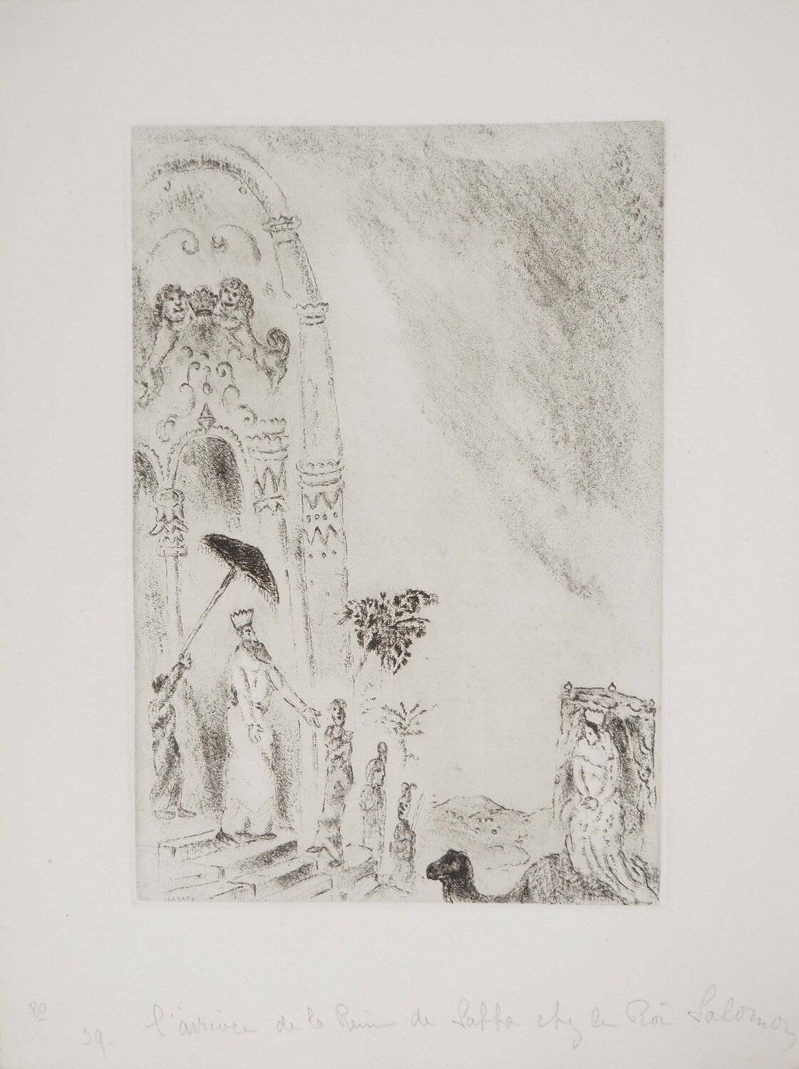 La reine de Saba, Gravure originale signée Marc Chagall Afdruk te koop